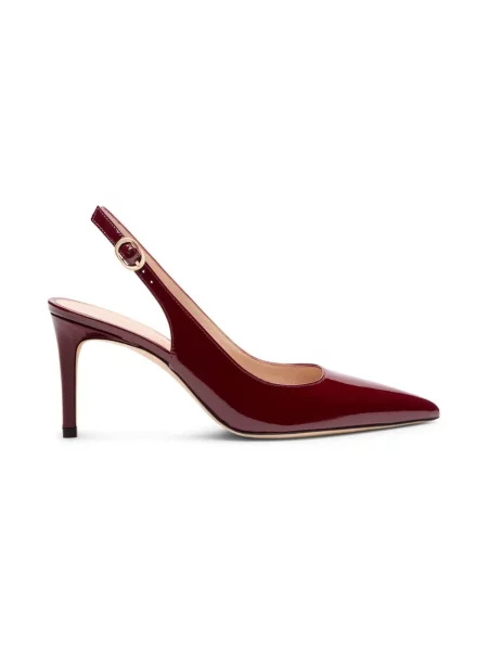 Czółenka Stuart Weitzman skórzana z otwartą piętą czerwona