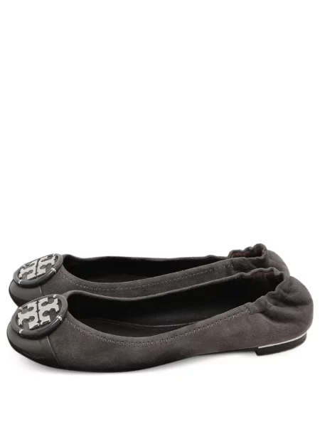 Kožené baleríny Tory Burch šedé