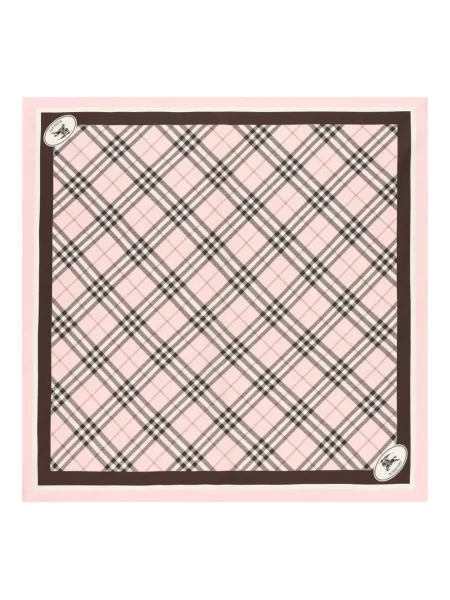 Šal Burberry karirani s autogramom ružičasta