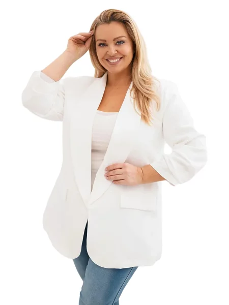 Elegantní plus size dámský blejzr ecru černé