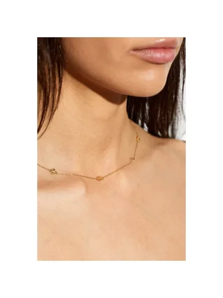Lniany naszyjnik Tory Burch żółty