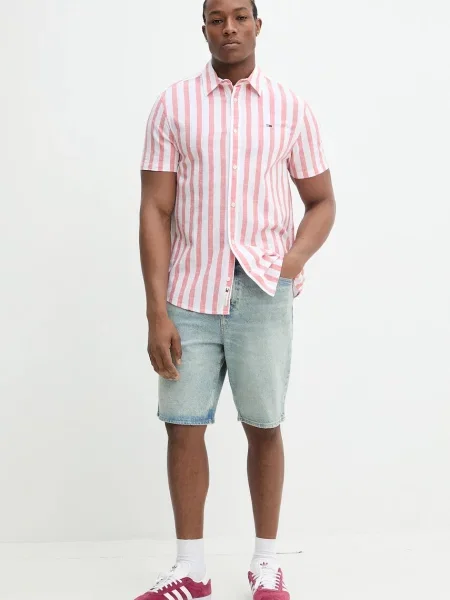 Koszula casualowa o kroju regular fit z mieszanki bawełny i lnu Tommy Jeans biała