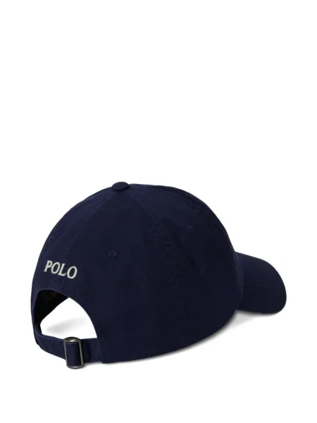 Lniana czapka z daszkiem Polo Ralph Lauren z okrągłym dekoltem niebieska