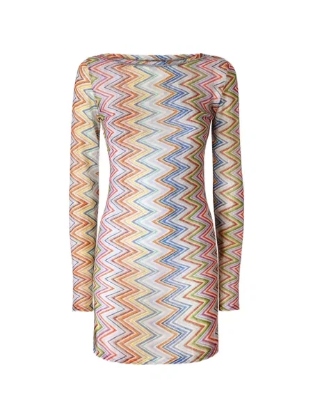 Lung rochie tip cămașă Missoni cu imagine alb