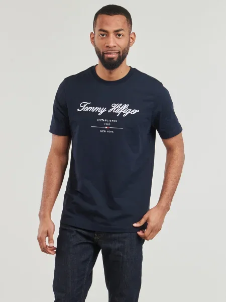 Tommy Hilfiger póló sötétkék férfi nyomott mintás kék
