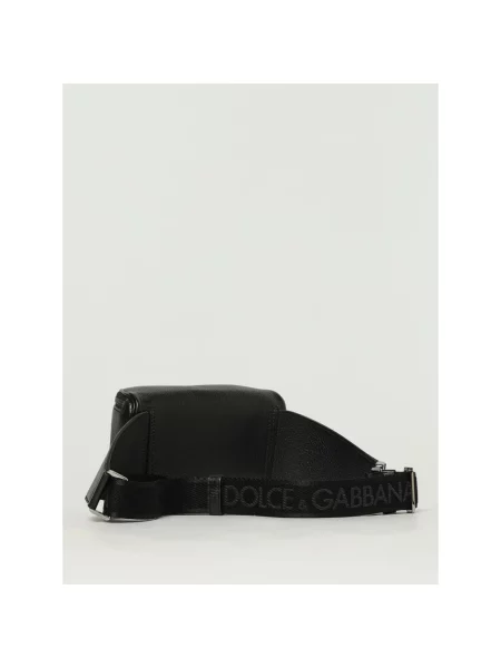 Pasek Dolce And Gabbana skórzany z logo czarny