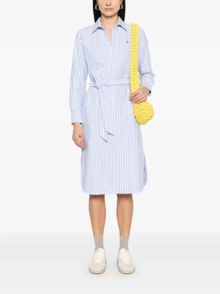 Pulover Polo Ralph Lauren de in cu dungi până la genunchi albastru