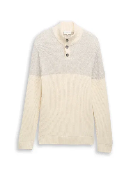 TOM TAILOR Svetr šedobéžová / vlny bílé
