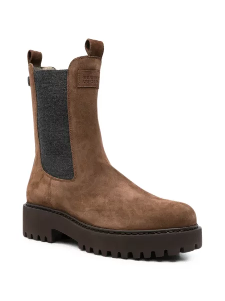 Botine Brunello Cucinelli din piele de căprioară maro
