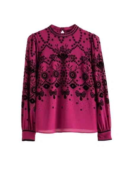 Love & roses Bluză fucsia negru