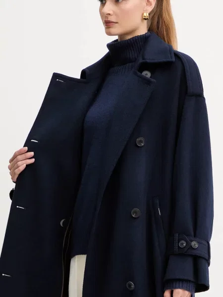 Шерстяное пальто Max&co синее