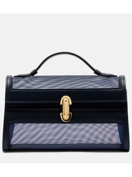 Geanta de piele Savette din piele albastru