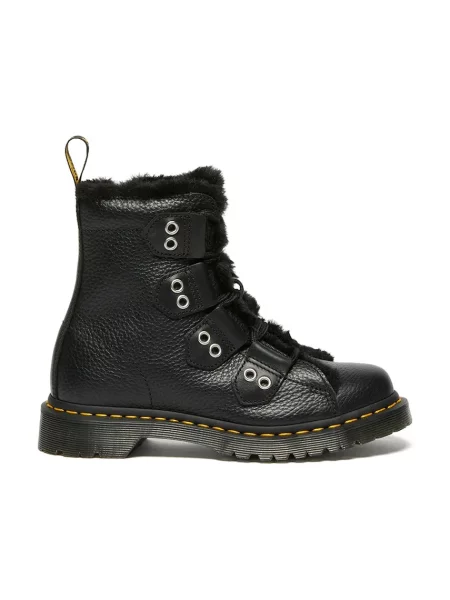 Dr. Martens bocanci de piele LTT Fur Lined cu platformă izolare ușoară negru