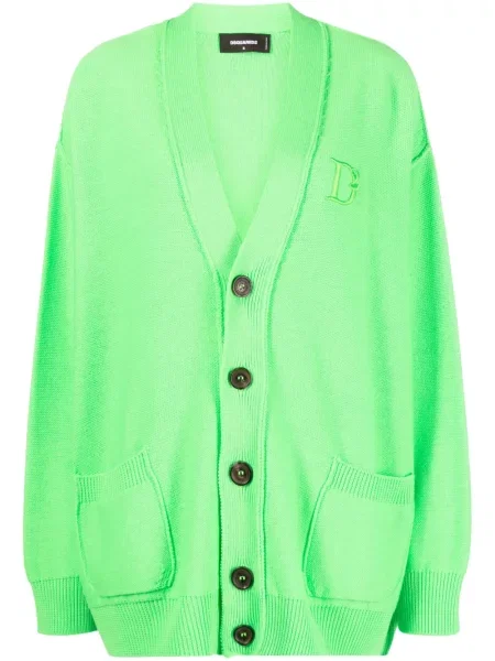 Cardigan Dsquared2 cu broderie de lână verde