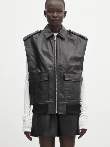 Anine Bing vestă din piele Sonnie Vest de tranzitie negru