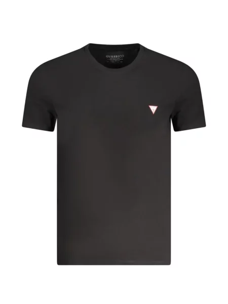 Tricou Guess cu decolteu rotund cu autograf negru
