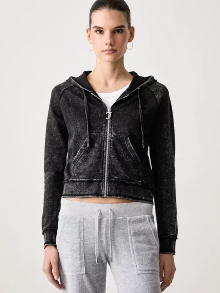 Juicy Couture hanorac cu și glugă pentru femei cu MADISON APPLIQUE negru