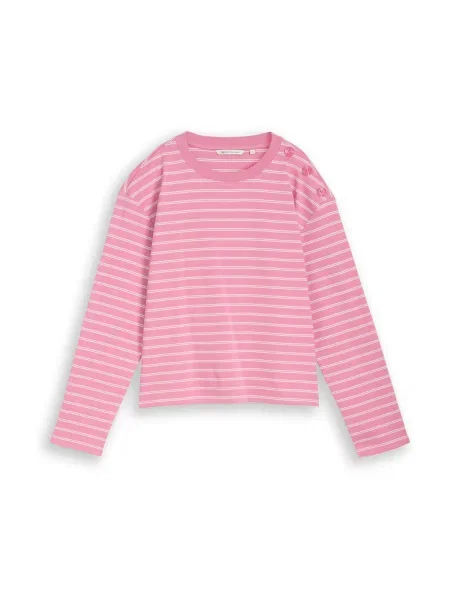 TOM TAILOR DENIM Tričko světle růžová bílá