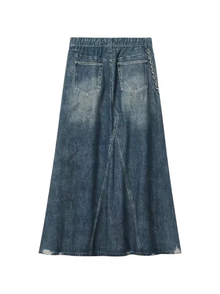 Fustă din denim Musium Div. zdrențuiți albastru