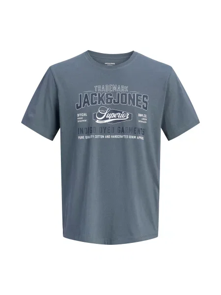 JACK & JONES Tricou gri bazalt / gri închis alb