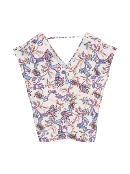 VERO MODA Μπλούζα VMCHERIE γαλάζιο ρόδινο / offwhite καφέ