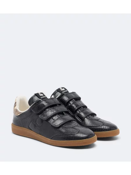 Sneakerși Isabel Marant din piele cu model piele de șarpe negru