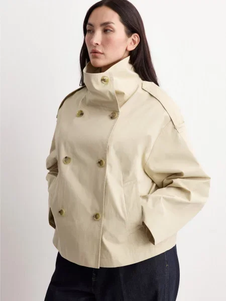 Демісезонна куртка MANGO кремовий бавовна/поліамід