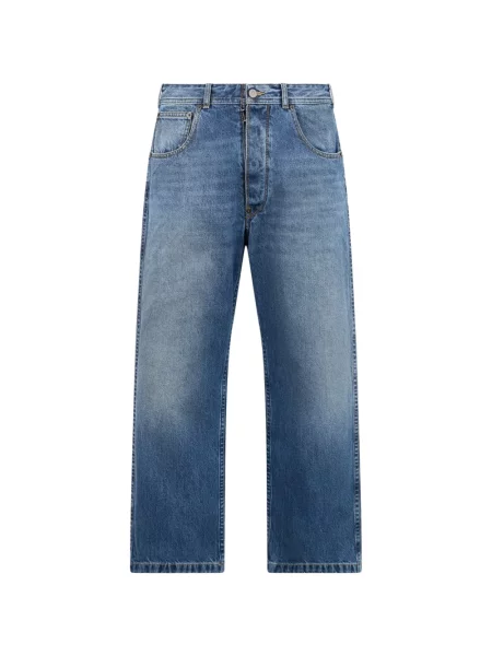 Blugi Maison Margiela cu cataramă cu bretele albastru