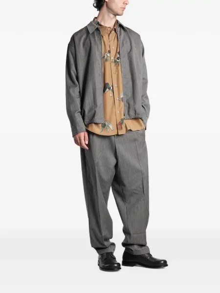 Pantaloni Magliano cu model herringbone gri