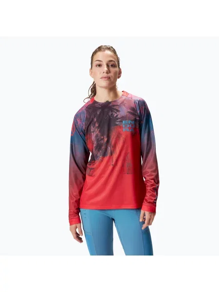 Дамска колоездачна блуза с дълъг ръкав Endura Tropical Print Ltd granate