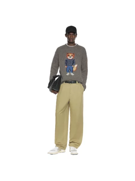 Sweter Maison Kitsune wełniany szary