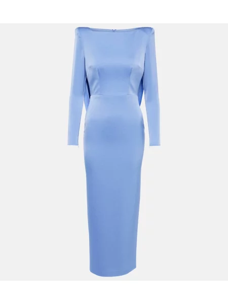 Rochie midi Alex Perry din satin drapată până la genunchi albastru