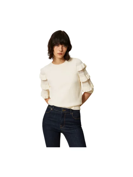 Twinset sweter z wełną beżowy
