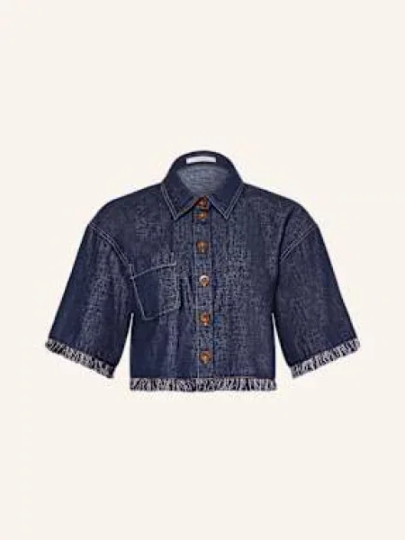 Zimmermann Krótka Bluzka Jeansowa Rhiannon blau granatowa