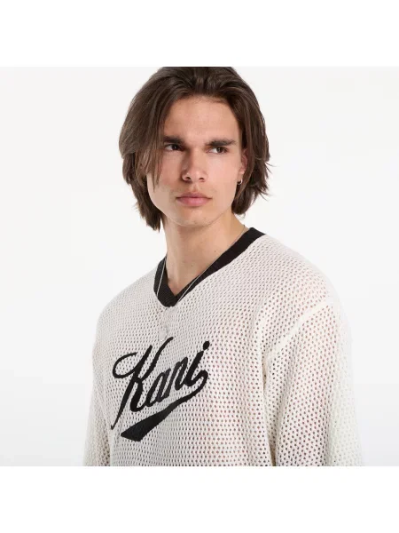 Тениска Karl Kani Cursive Varsity Crochet Boxy T-Shirt White XL бяло