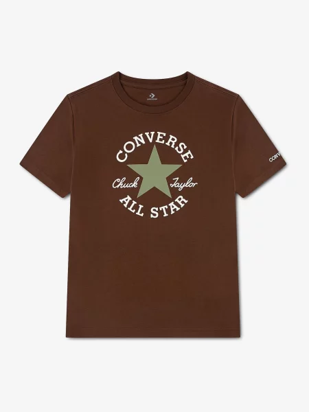 CONVERSE Tricou maro deschis / oliv alb