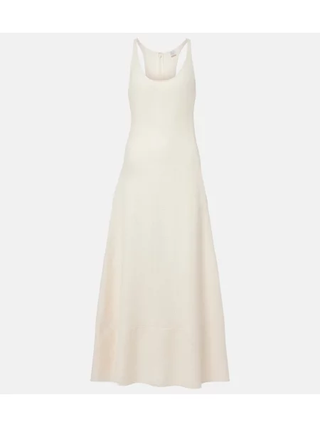 Sukienka maxi Toteme tweedowa garniturowa beżowa