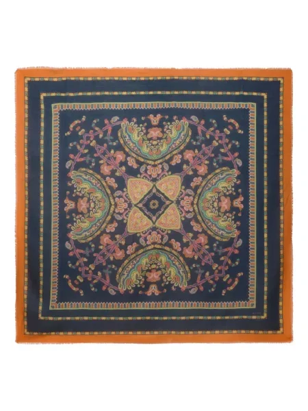 Fular Etro cu model floral albastru