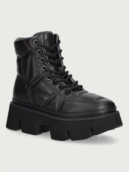 United Nude bocanci pentru femei din piele Stomper Puffy Combat negru