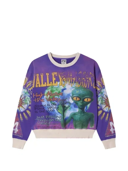 Hanorac grafic Vale cu imagine violet