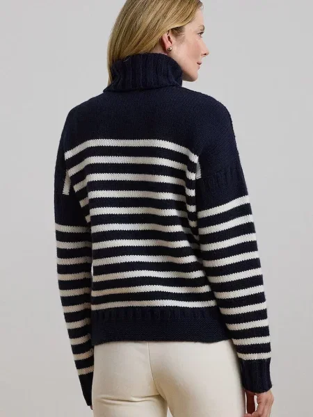 Вовняний светр Lauren Ralph Lauren теплий гольф синій