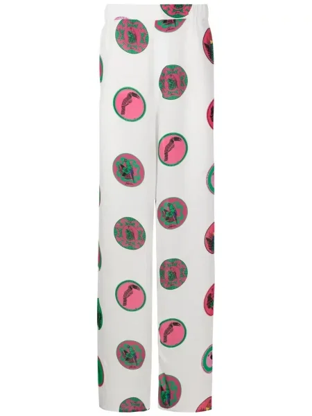 Pantaloni Amir Slama cu imagine alb