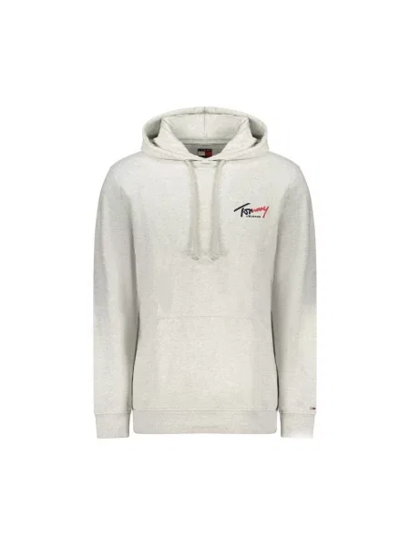 Geacă de blugi Tommy Hilfiger cu glugă cu autograf gri
