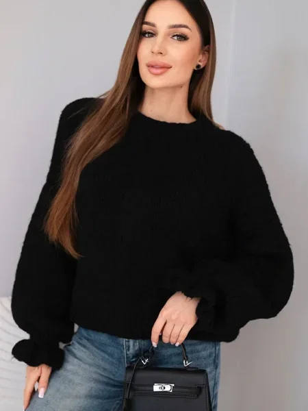 Pulover Kesi Włoski de mohair negru