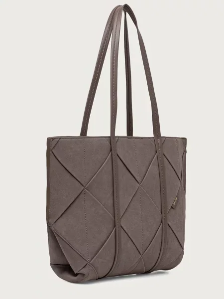 Kabelka Calvin Klein Woven Sueded Carryall hnedá