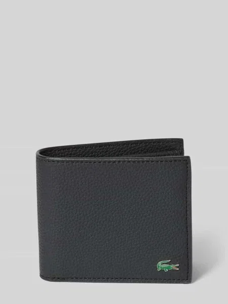 Portfel z naturalnej skóry bydlęcej model BILLFOLD' Lacoste czarny
