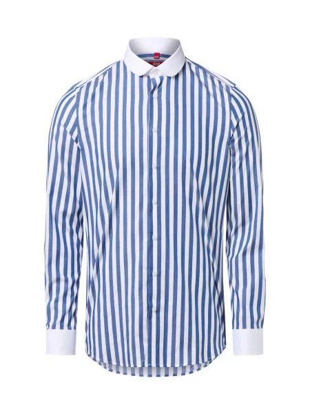 Finshley & Harding London Koszula Mężczyźni Slim Fit niebieski|biały w biała
