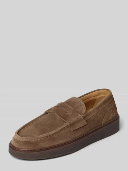 Loafersy z naturalnej skóry w imitacji weluru La Martina czarne