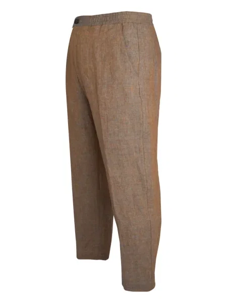 Lniane talia spodnie Altea brązowe