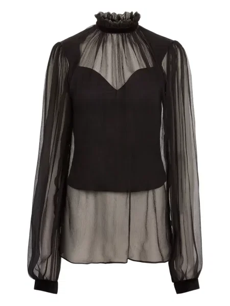 Top Nina Ricci cu volane negru